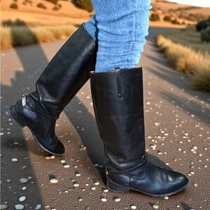 Vintage Frye White Label Black Leather Harness Riding Boots Size 8B